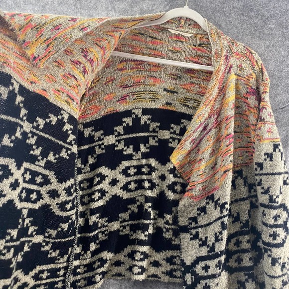 Soft Surroundings Calais Cardigan Medium Black Tan Aztec Printed Long Sleeve - Picture 4 of 10